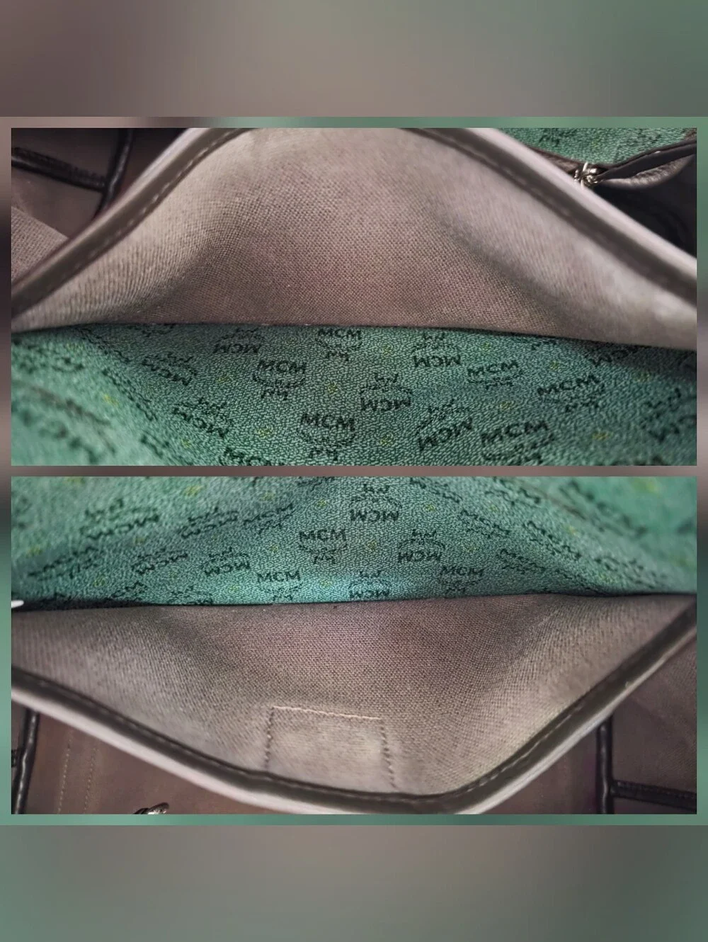 MCM Green Shopper Shoulder Tote Bag AUTHENTIC